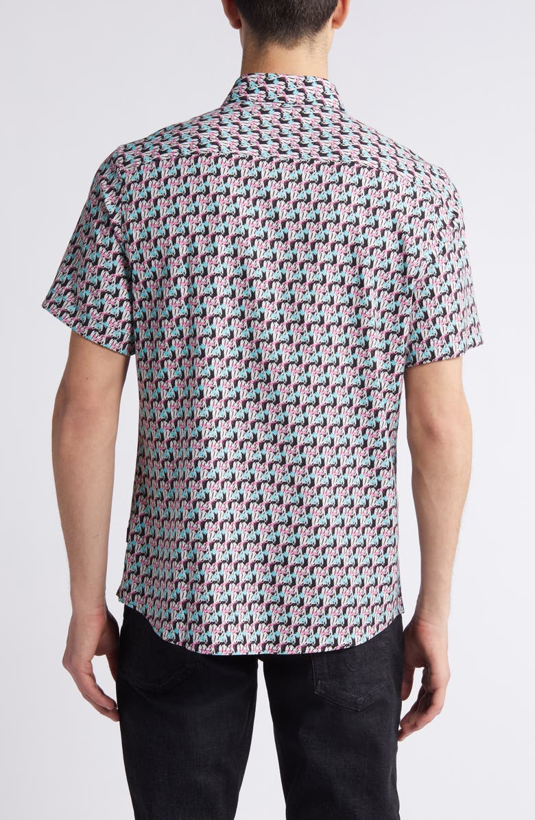 Stone Rose Zebra Short Sleeve Trim Fit Button-Up Shirt, Alternate, color, 