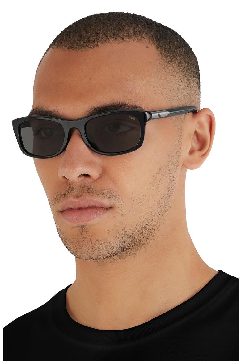 DL2018U 54mm Rectangular Sunglasses, Alternate, color, BLACK / GREY