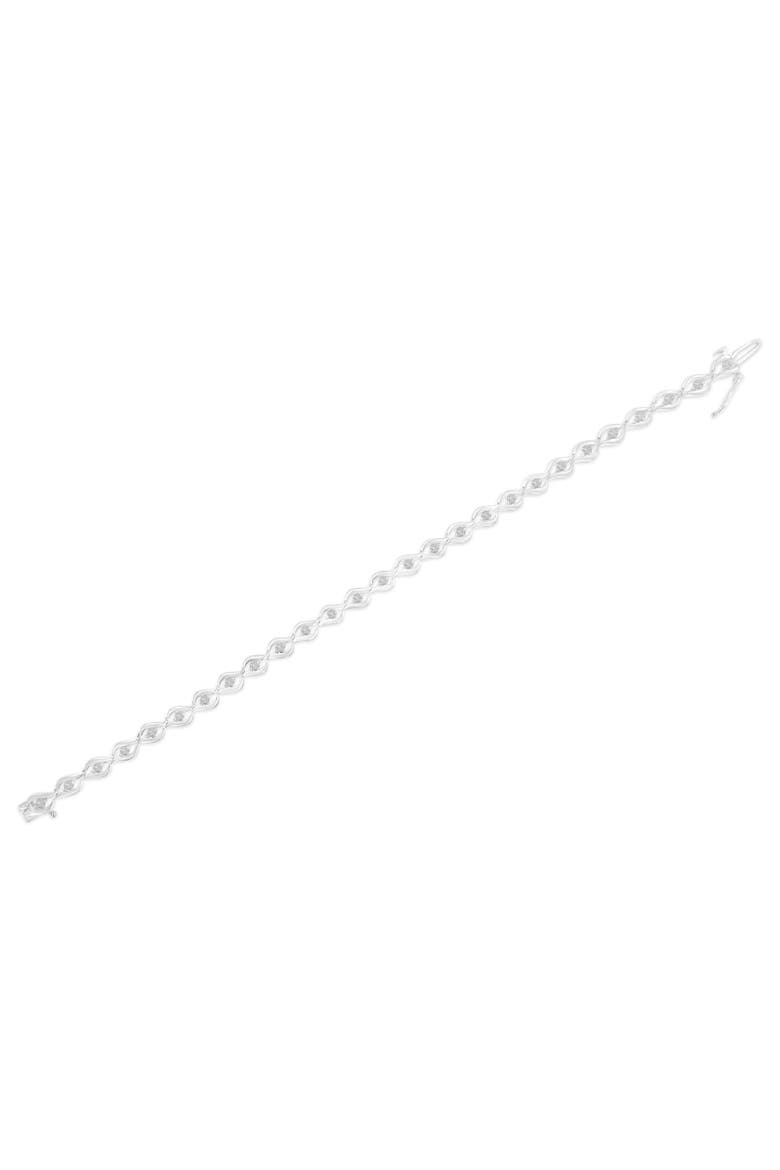 Silver 1/2 Cttw Rose Cut Diamond Almond Shape Link Tennis Bracelet, Alternate, color, White