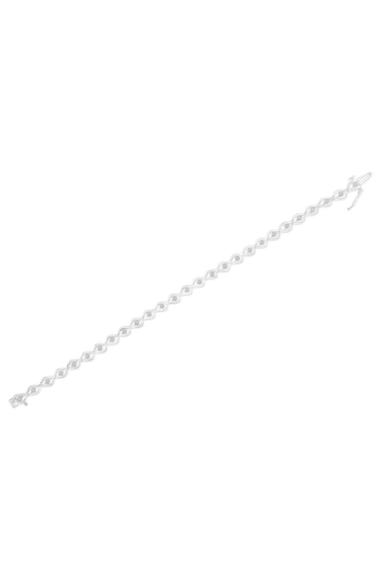 Haus of Brilliance Silver 1/2 Cttw Rose Cut Diamond Almond Shape Link Tennis Bracelet, Alternate, color, White