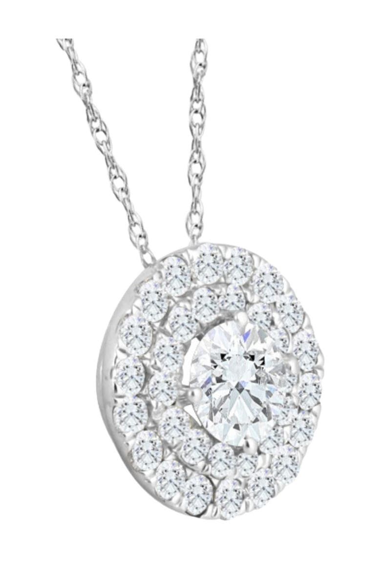 Bliss Diamond 2 1/5Ct TW Diamond (1ct center) Round Halo Pendant Gold Necklace Lab Grown, Alternate, color,