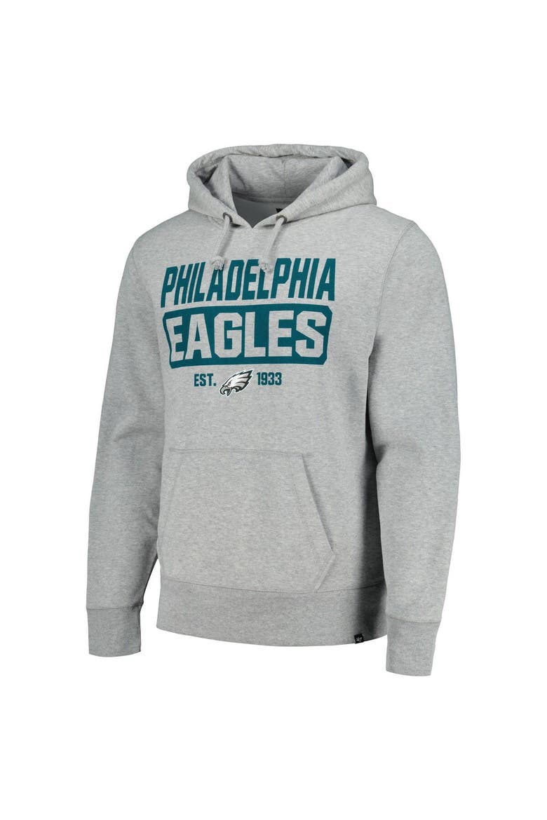 Men's '47 Heather Gray Philadelphia Eagles Box Out Headline Pullover Hoodie, Alternate, color, Heather Gray