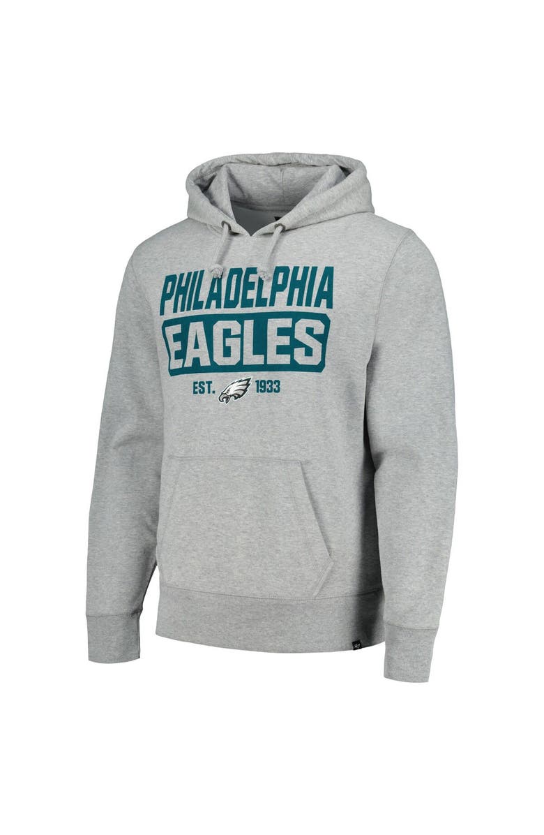 '47 Men's '47 Heather Gray Philadelphia Eagles Box Out Headline Pullover Hoodie, Alternate, color, Heather Gray
