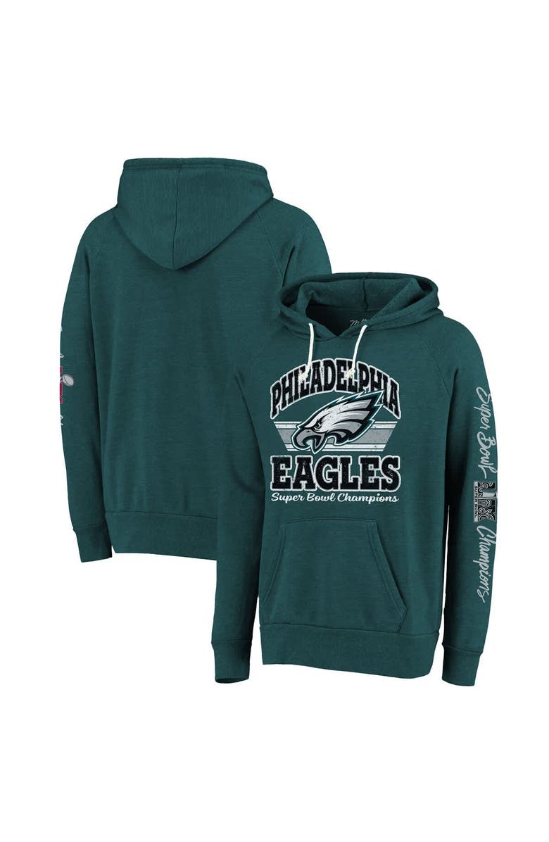 Majestic Threads Men's Majestic Threads Midnight Green Philadelphia Eagles Super Bowl LIX Champions Sonder Tri-Blend Pullover Hoodie, Main, color, 