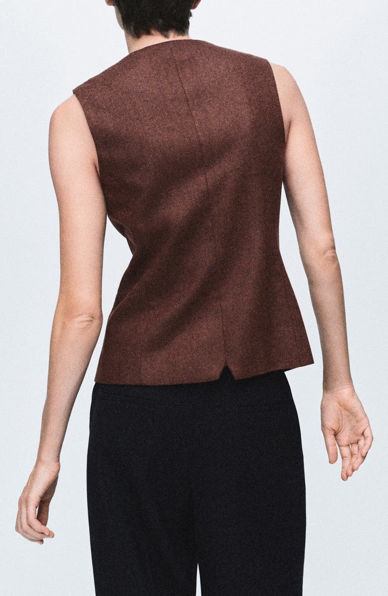 MANGO Button Front Wool Blend Vest, Alternate, color, Tobacco Brown