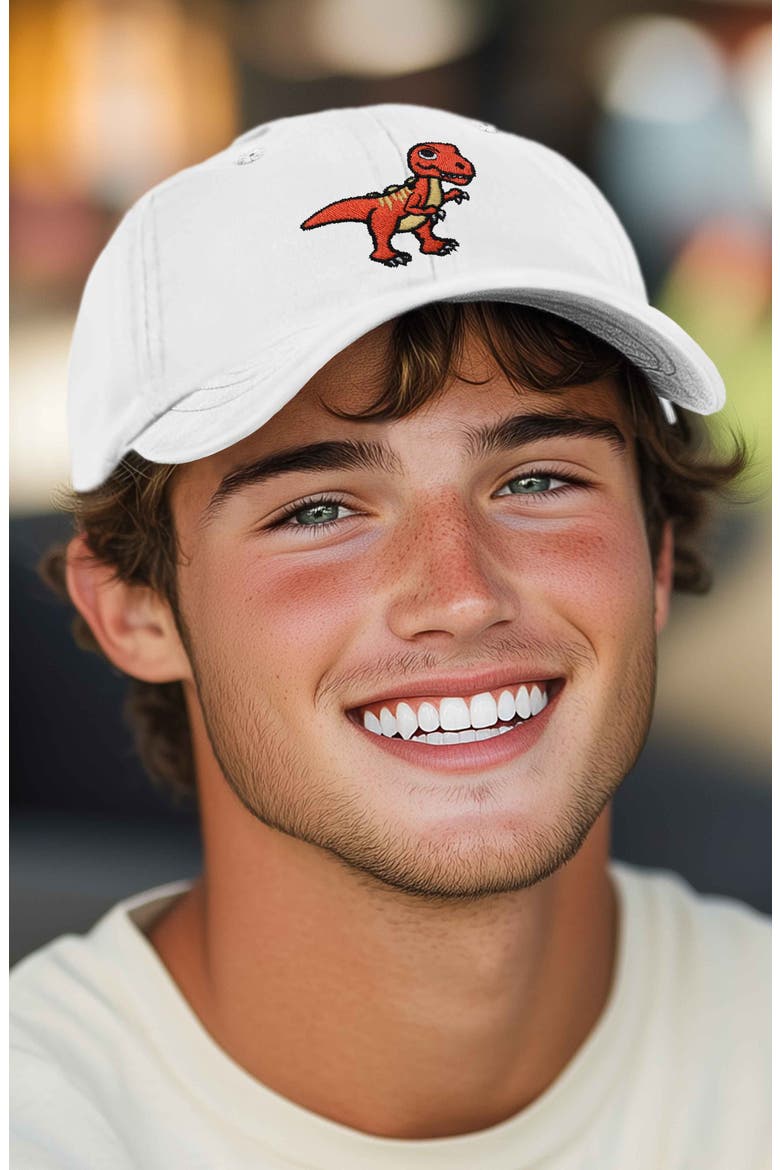 T-Rex Embroidered Casual Cap, Alternate, color, White