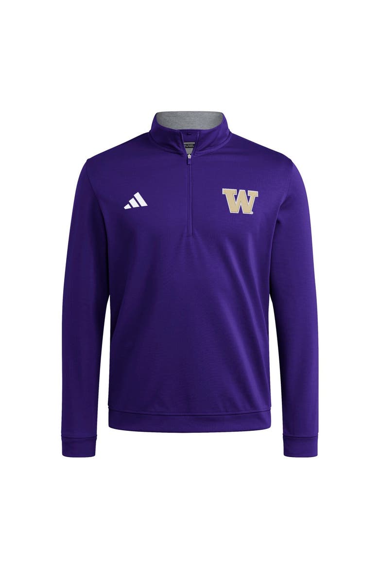 Men's adidas Purple Washington Huskies Elevated Tri-Blend Quarter-Zip Pullover, Alternate, color, Purple