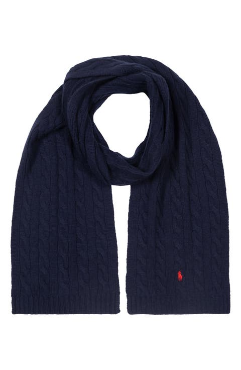 Cable Knit Wool Blend Scarf