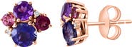 EFFY 14K Rose Gold Semiprecious Stone & Diamond Cluster Stud Earrings - 0.01ct.
