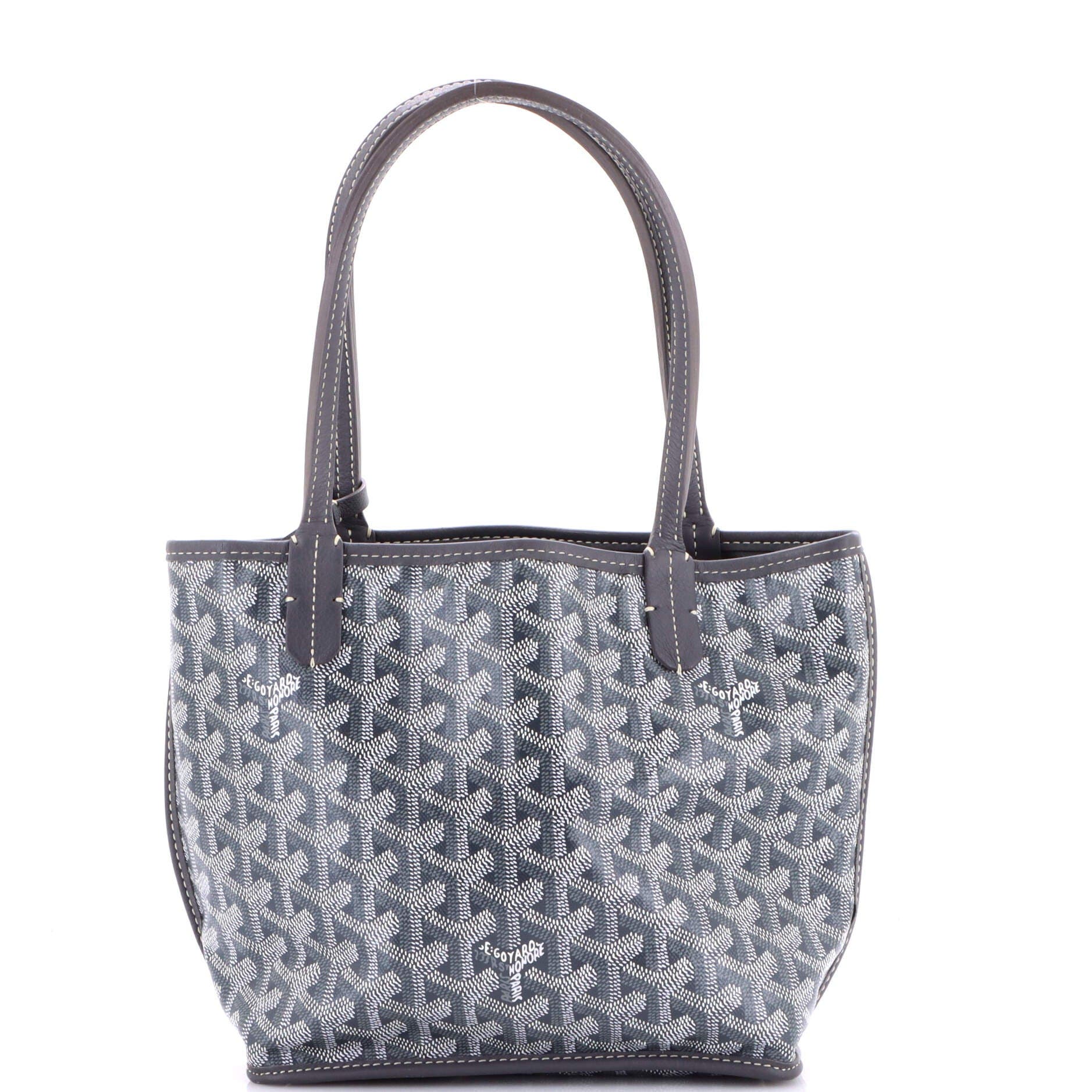 Pre-Owned Goyard Anjou Reversible Tote Coated Canvas Mini, Main, color, Gray