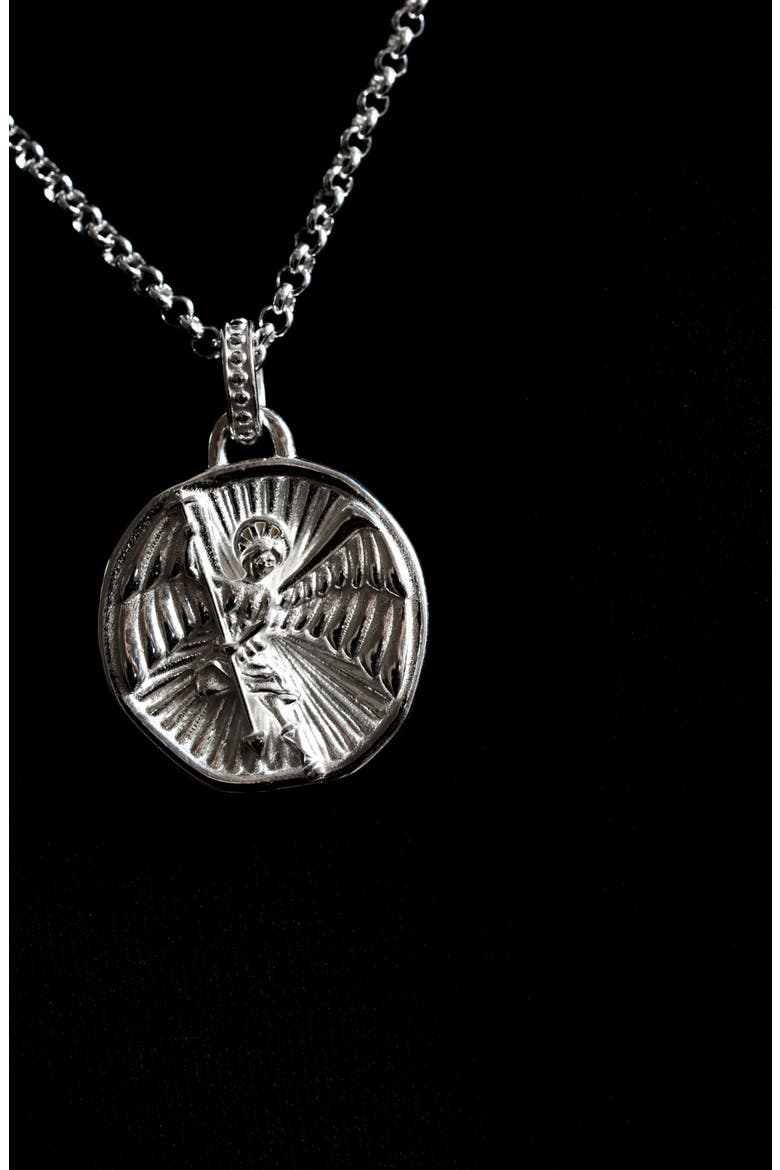 Men's St. Michael Talisman Necklace, Alternate, color, Sterling Silver