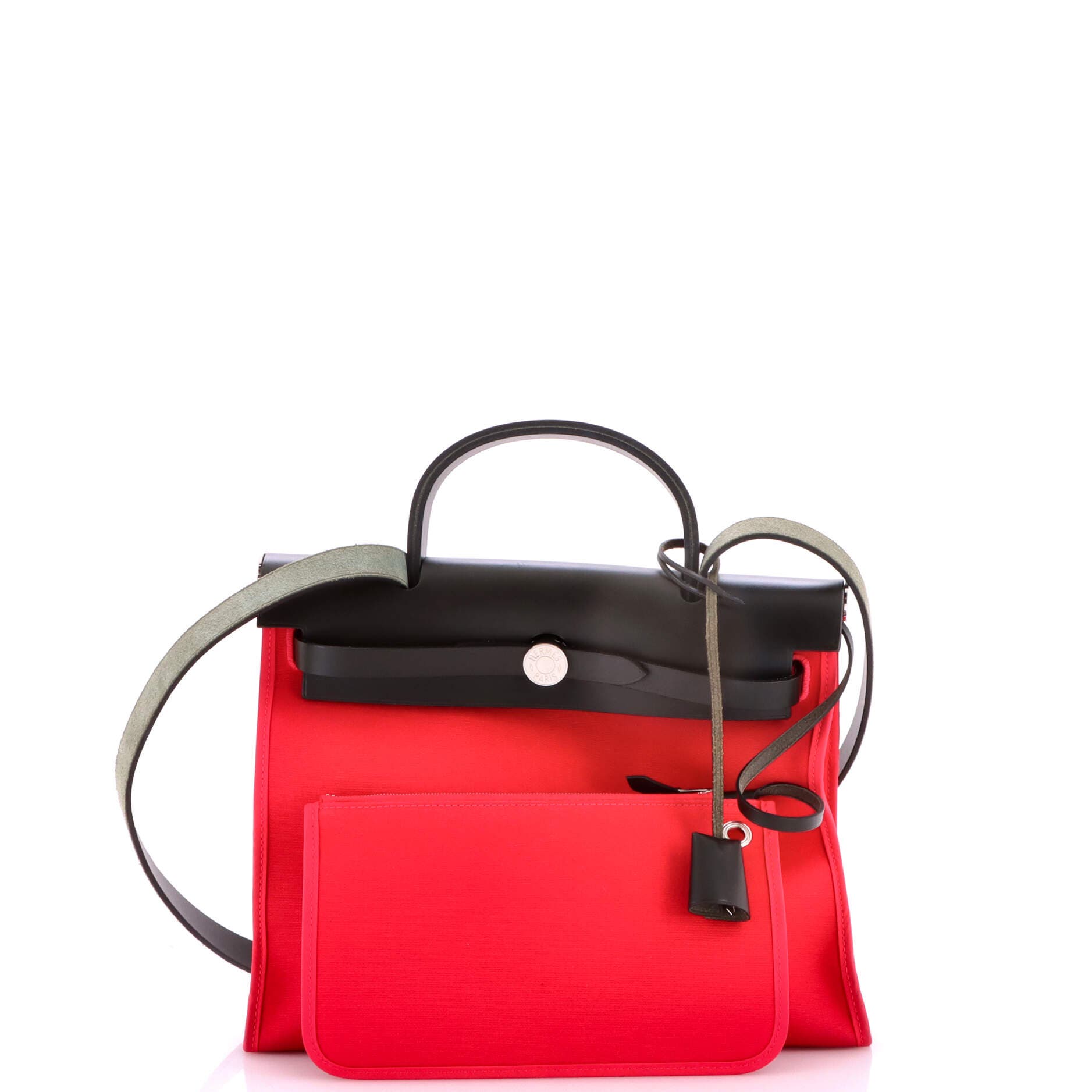 Pre-Owned Hermes Herbag Zip Leather and Toile 31, Alternate, color, Rose Extreme