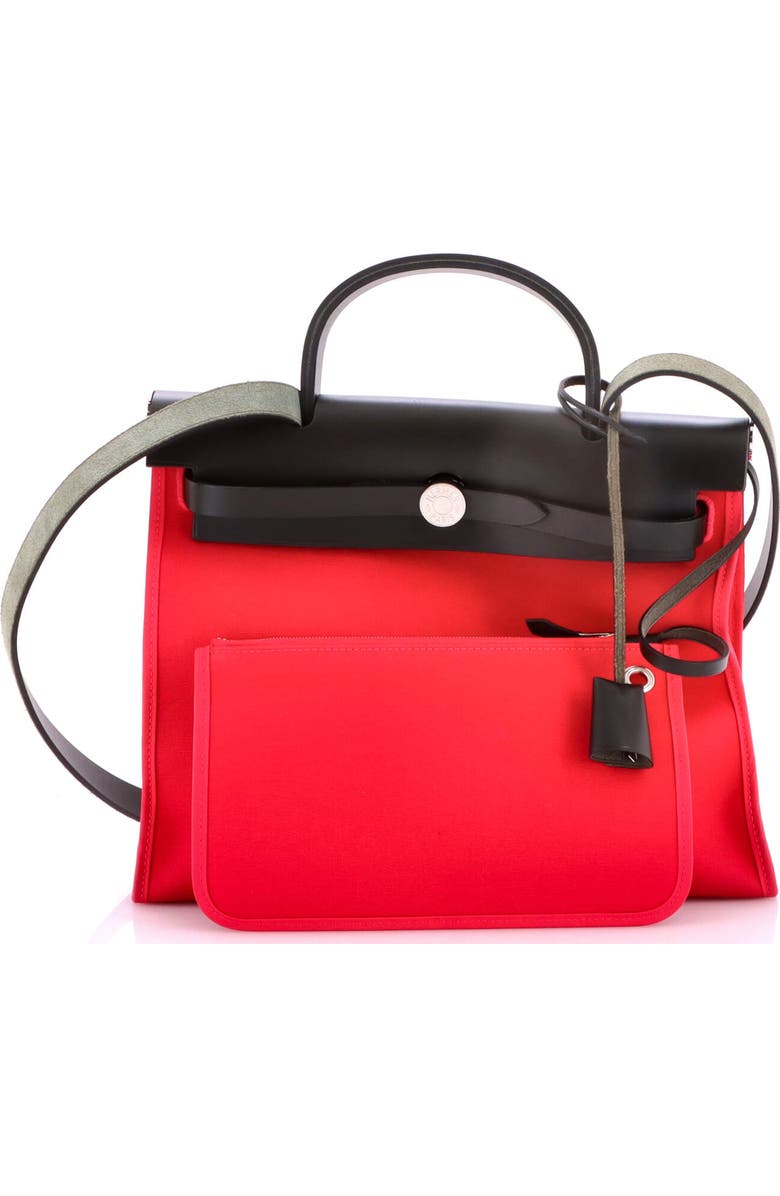 Pre-Owned Hermes Herbag Zip Leather and Toile 31, Alternate, color, Rose Extreme