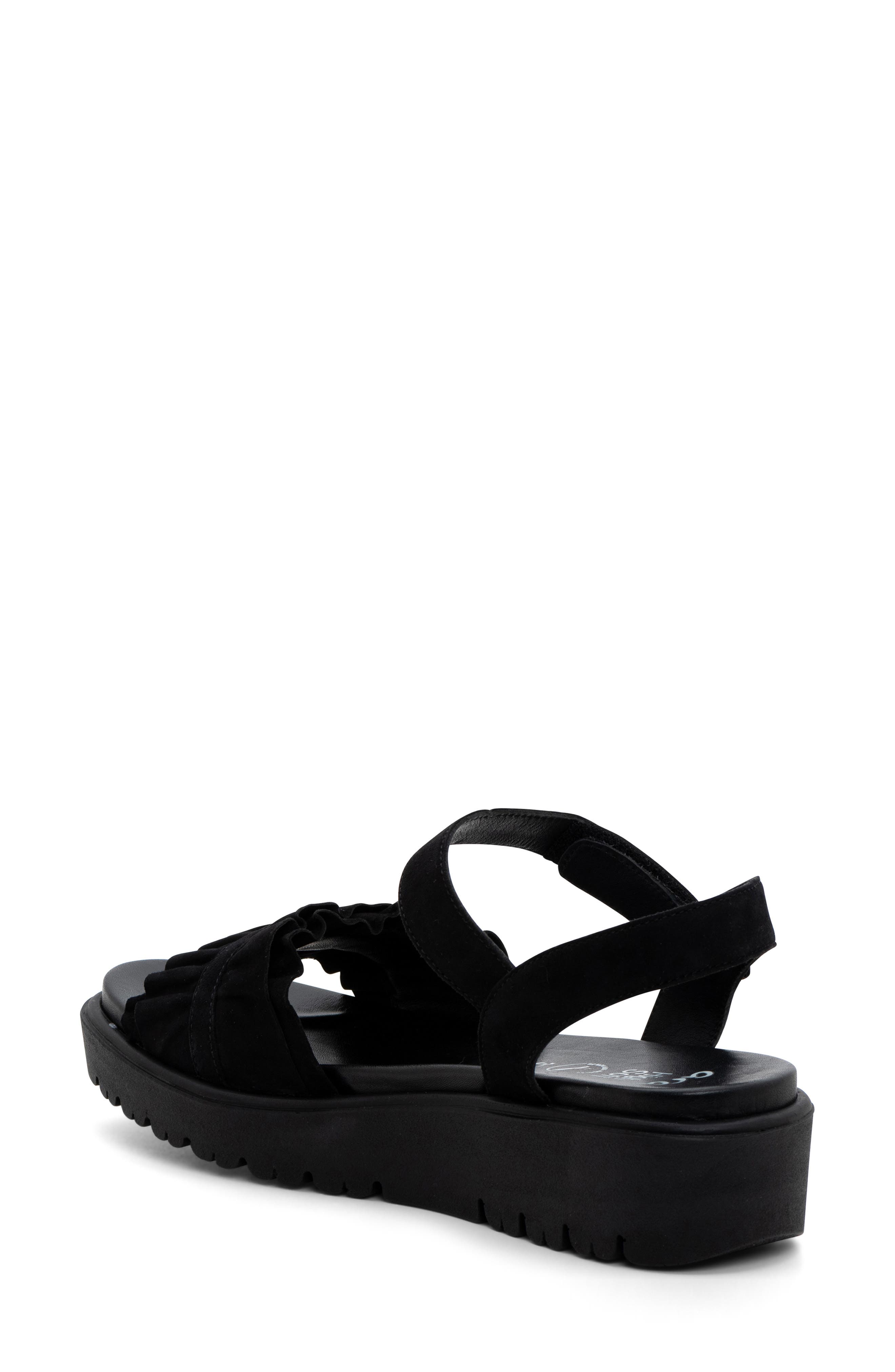 ara Benton Ruffle Platform Sandal, Alternate, color, Black