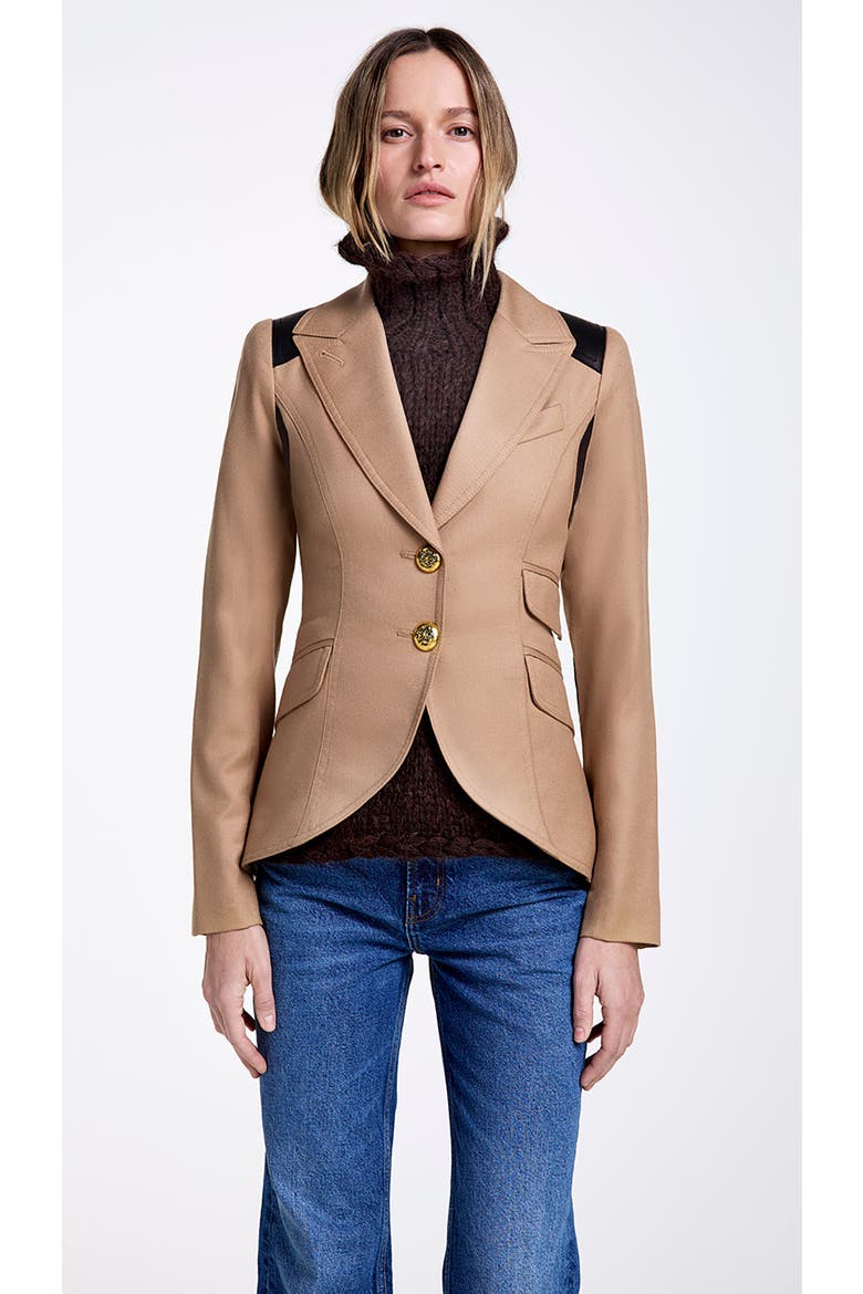 Rifle-Patch Equestrian Blazer, Main, color, Camel w/ Black Leather