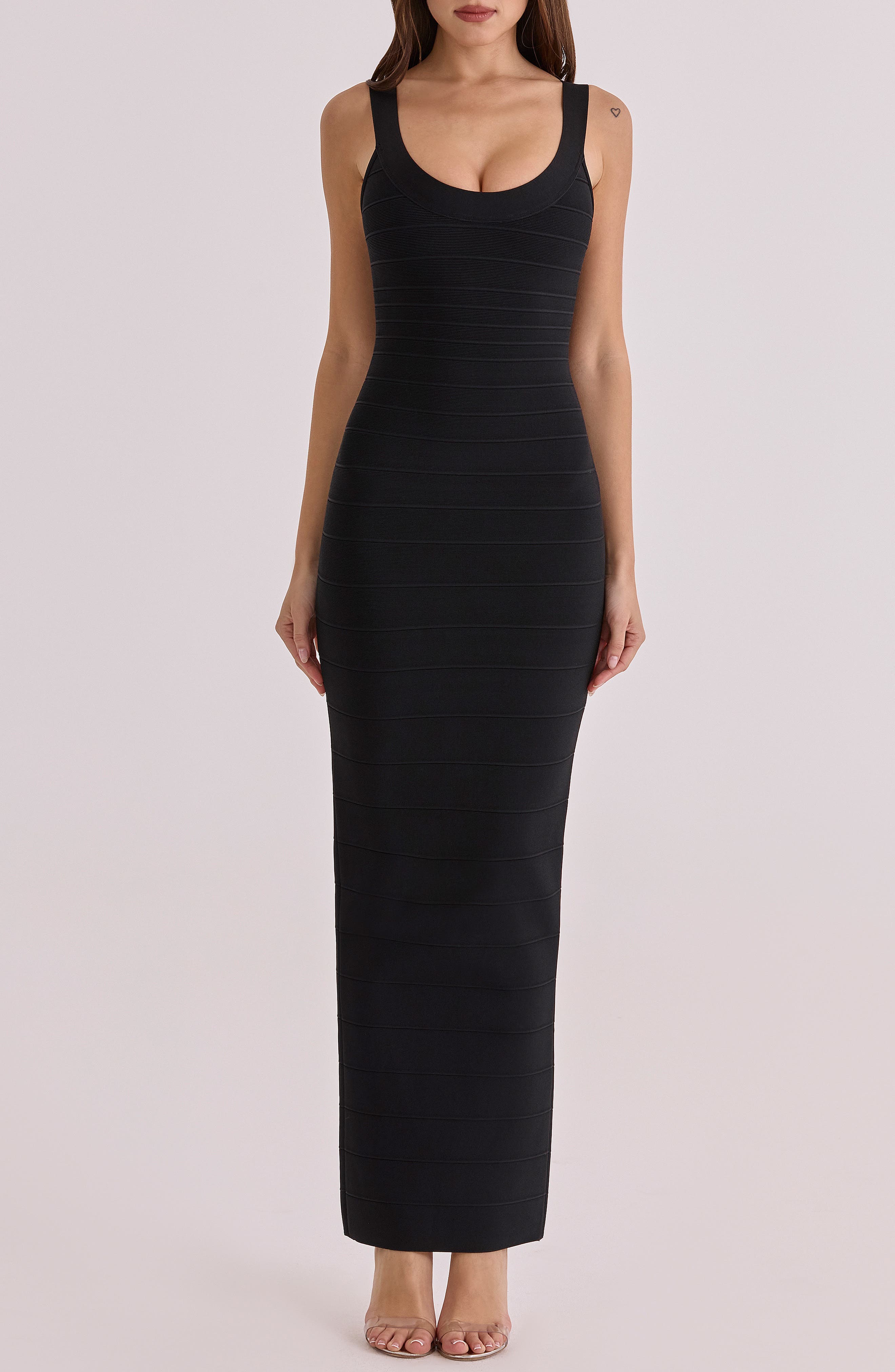 black bandage maxi dress Amanda Black Bandage Strapless Formal Maxi Dress - US 10
