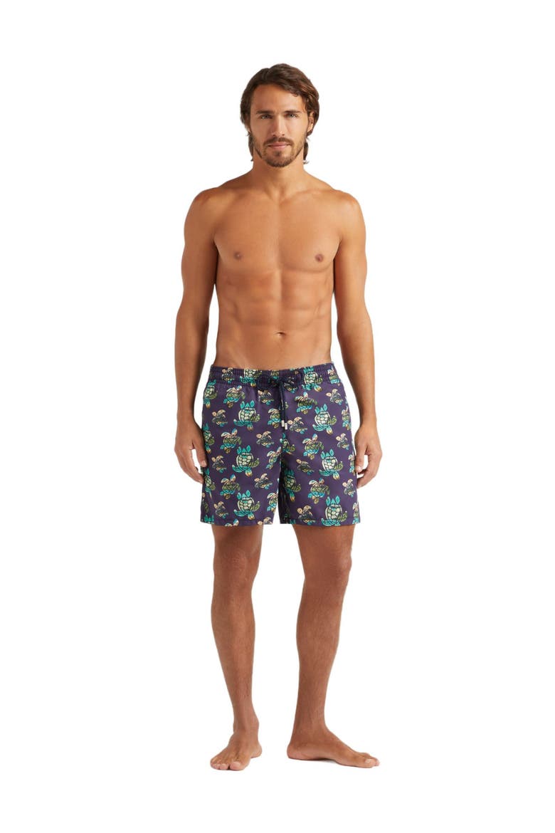 Men's Landscape Turtle Swim Trunks, Alternate, color, MINUIT