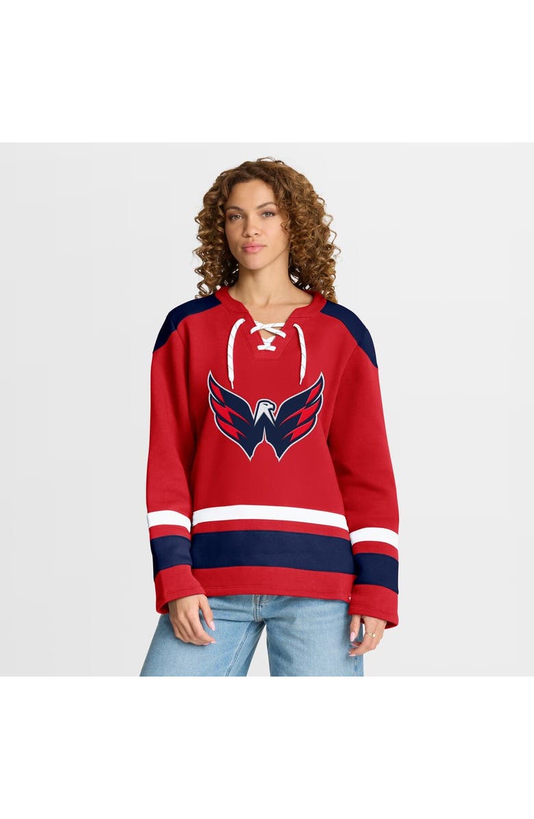 FANATICS Women's Fanatics Red Washington Capitals Icing Long Sleeve Lace Up Sweatshirt, Main, color, Red