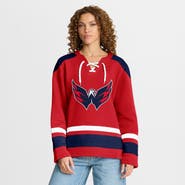 FANATICS Women's Fanatics Red Washington Capitals Icing Long Sleeve Lace Up Sweatshirt