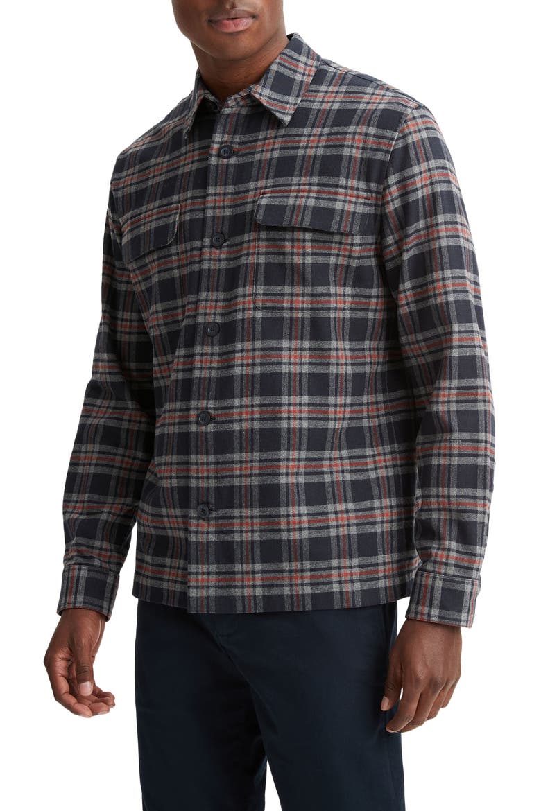 Kingston Plaid Button-Up Shirt, Alternate, color, COASTAL/ BRICKMAN RED