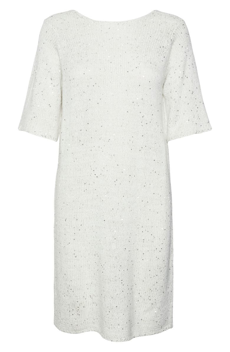 VERO MODA Leilani Sequin Sweater Dress, Alternate, color, Birch W Silver Seqiuence