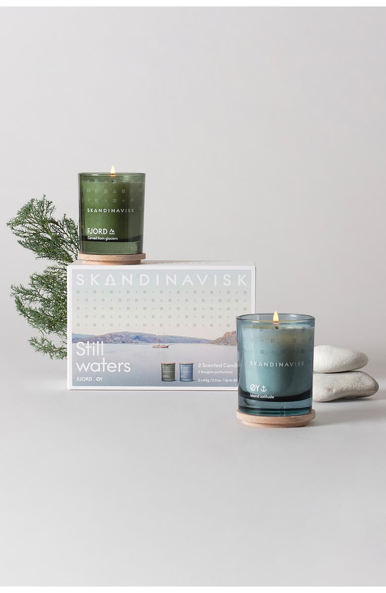 SKANDINAVISK GIFTSET - Still Waters Scented Candle, Alternate, color, Fjord Green/Powder Blue