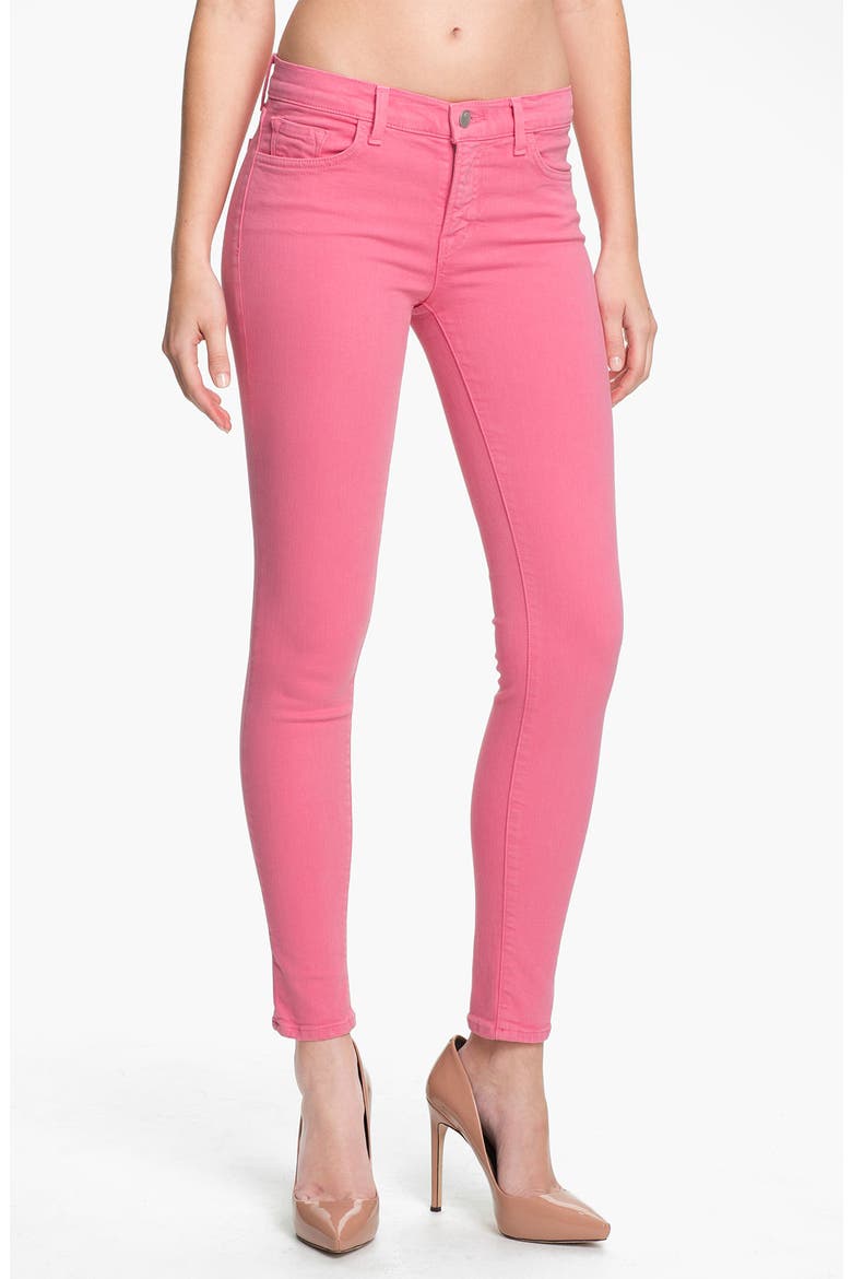 Overdyed Skinny Leg Jeans, Main, color, PALE WATERMELON