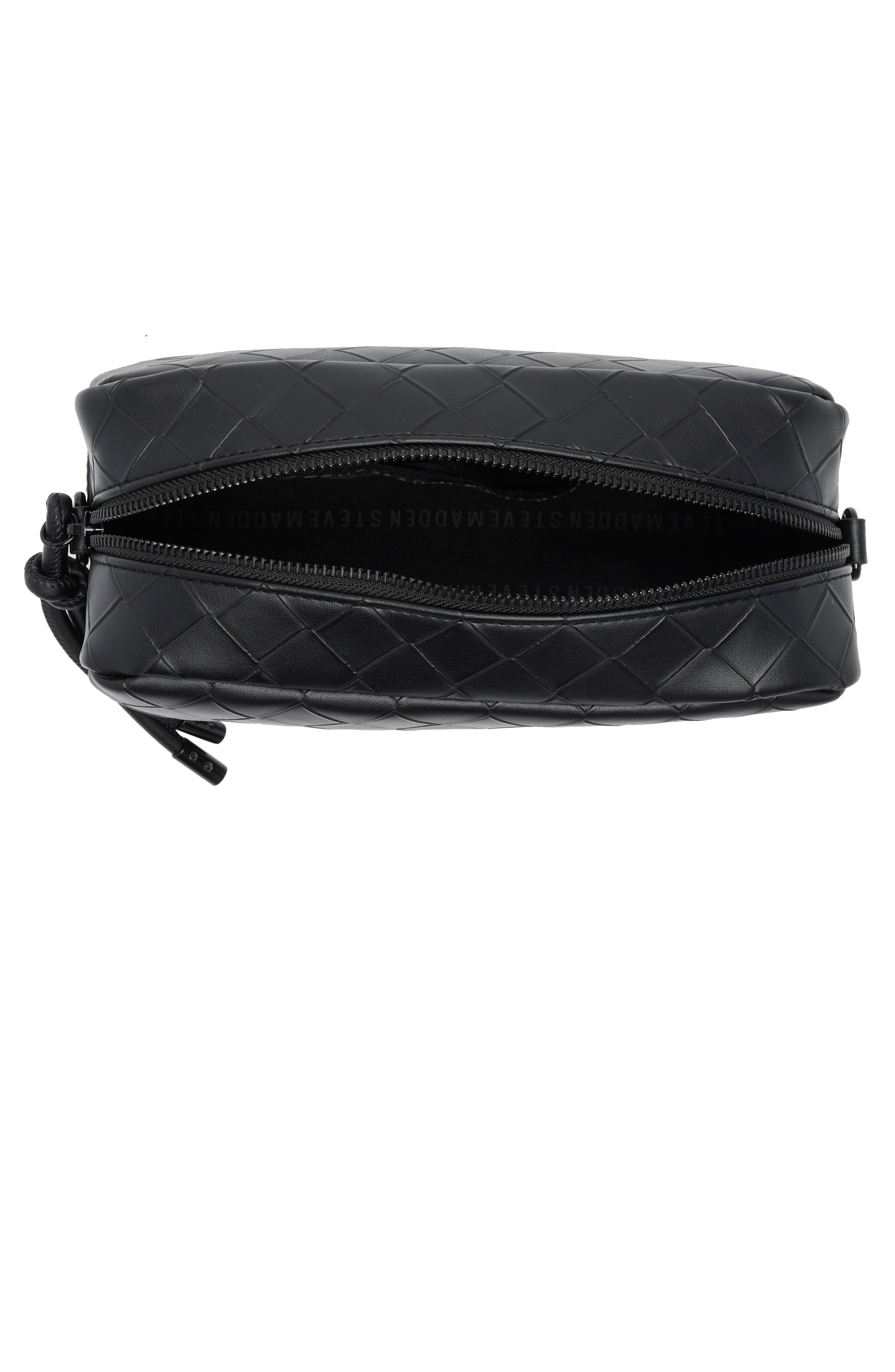 Steve Madden Embossed Woven Crossbody Bag, Alternate, color, Black