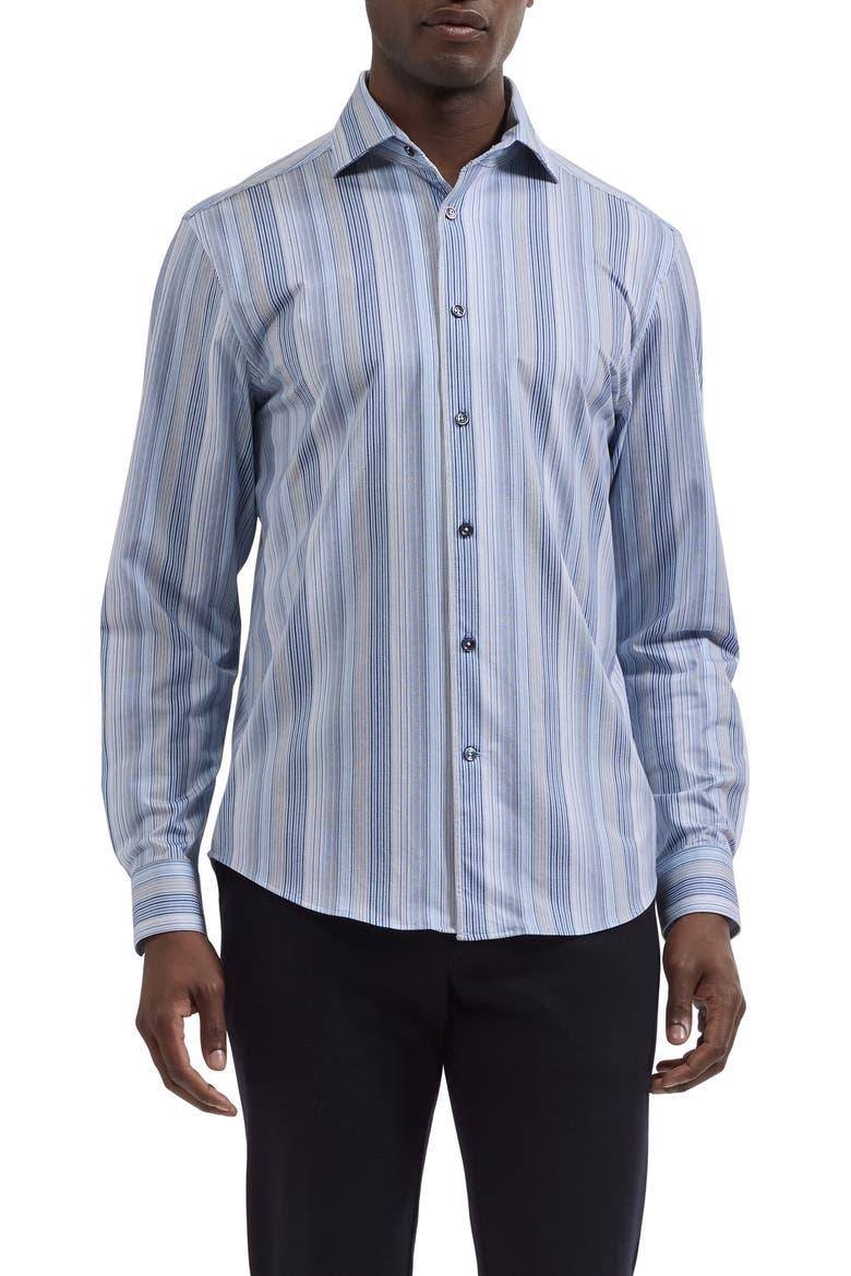 Devon OoohCotton® Stripe Button-Up Shirt, Main, color, AIR BLUE