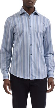 Bugatchi Devon OoohCotton® Stripe Button-Up Shirt