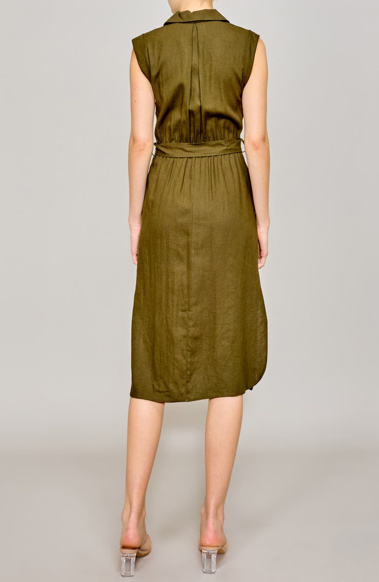 MELLODAY Roll Sleeve Linen Blend Midi Shirtdress, Alternate, color, 