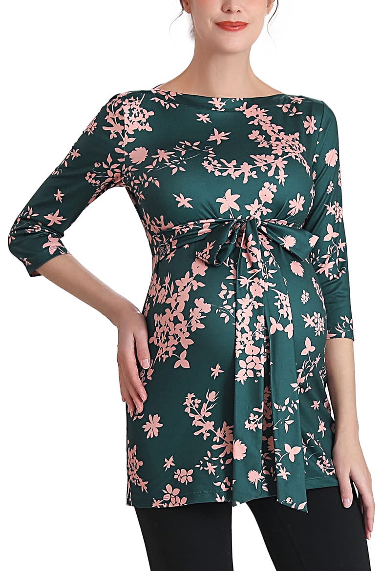 Aaira Boat Neck Maternity Top, Alternate, color, Forest Green