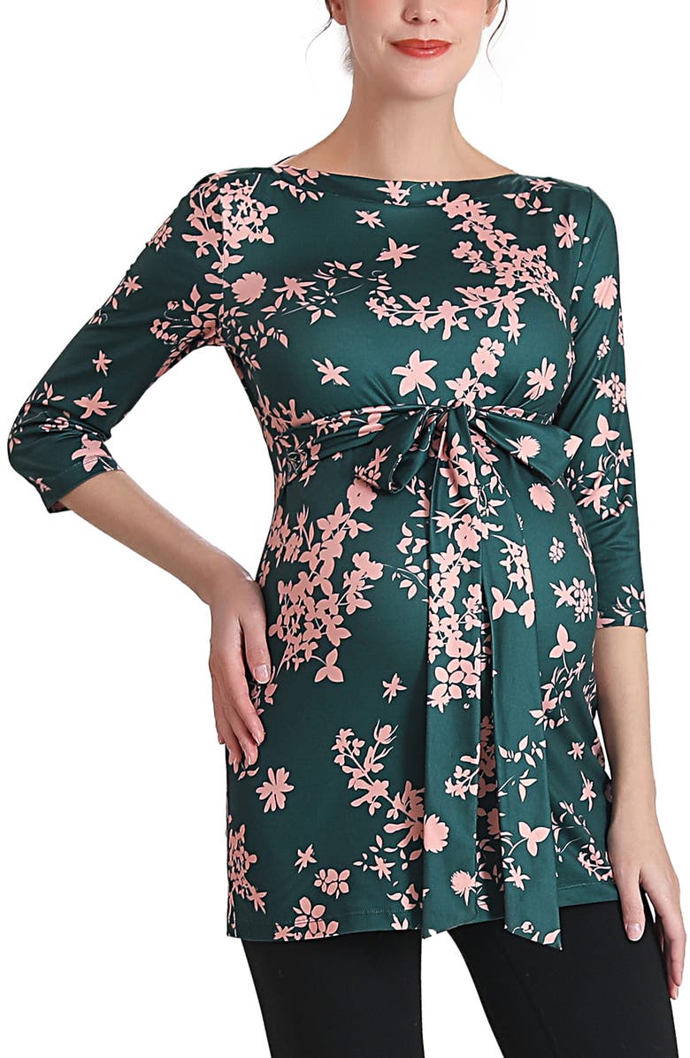 Kimi & Kai Aaira Boat Neck Maternity Top, Alternate, color, Forest Green