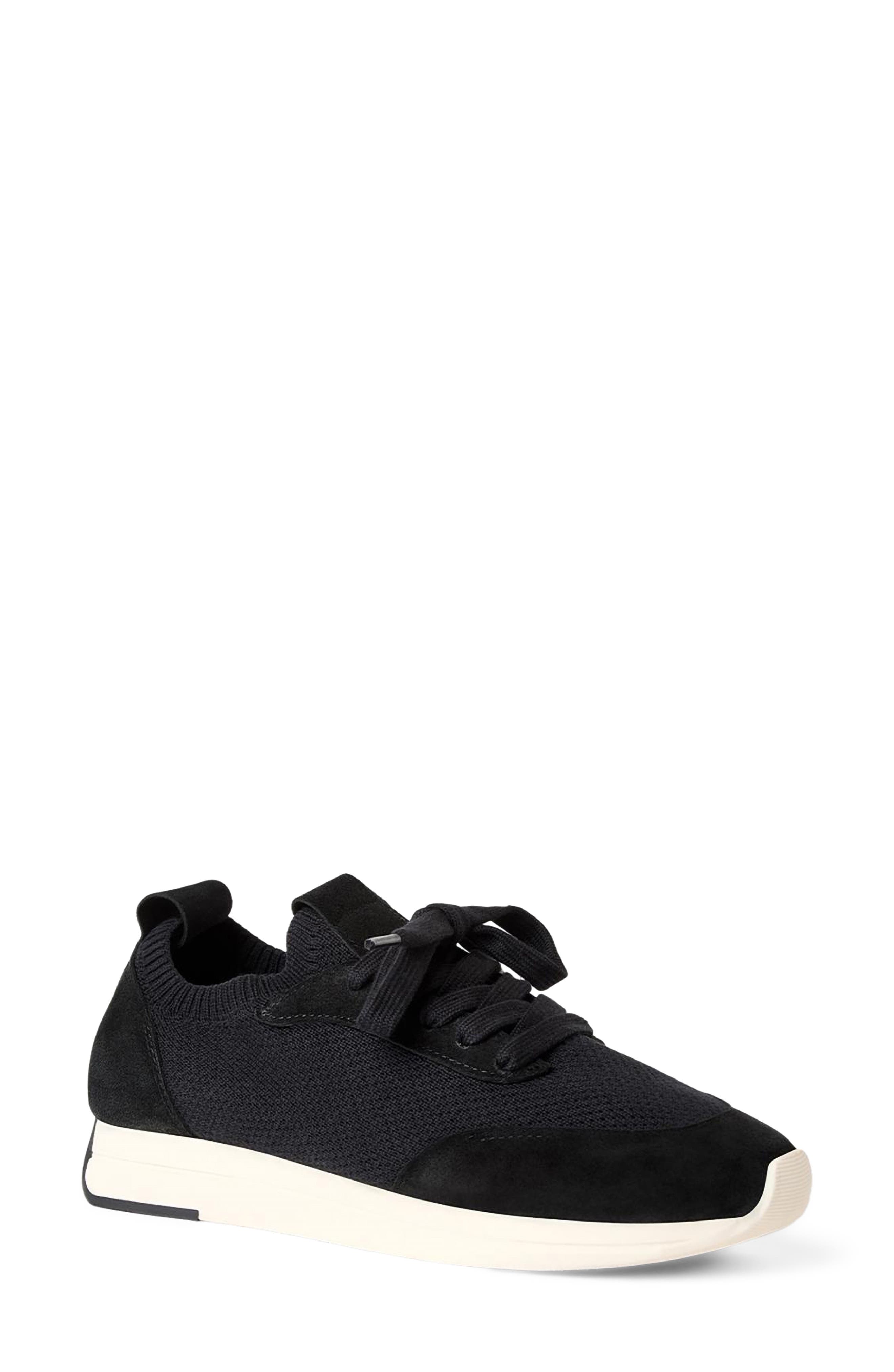 Aquatalia Rolo Knit Sneaker, Main, color, Black Knit