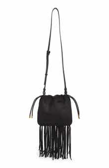 BCarolina Snake Embossed Faux Leather Fringe Crossbody Bag