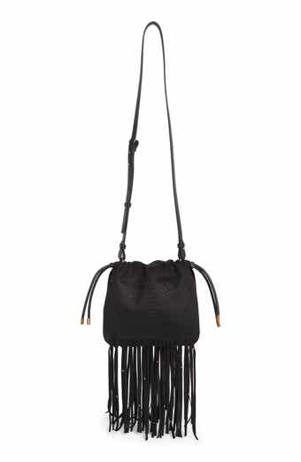 BCarolina Snake Embossed Faux Leather Fringe Crossbody Bag