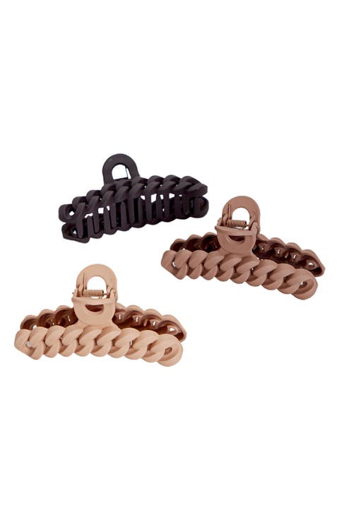 3-Pack Assorted Chain Claw Clips