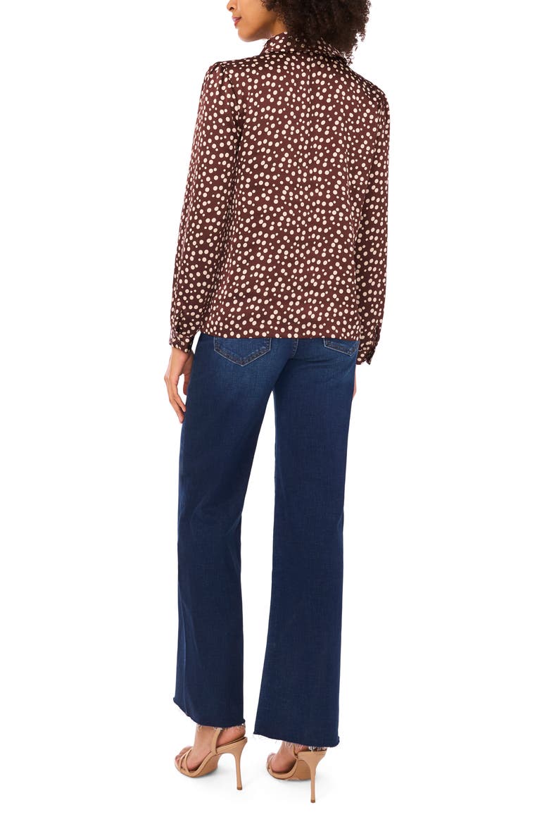 Polka Dot Long Sleeve Satin Top, Alternate, color, RAINY DAY