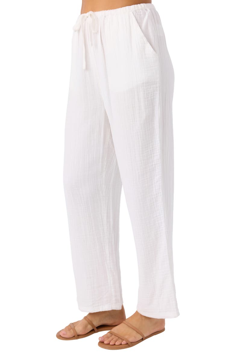 Brenda Cotton Gauze Wide Leg Pants, Alternate, color, WHITE