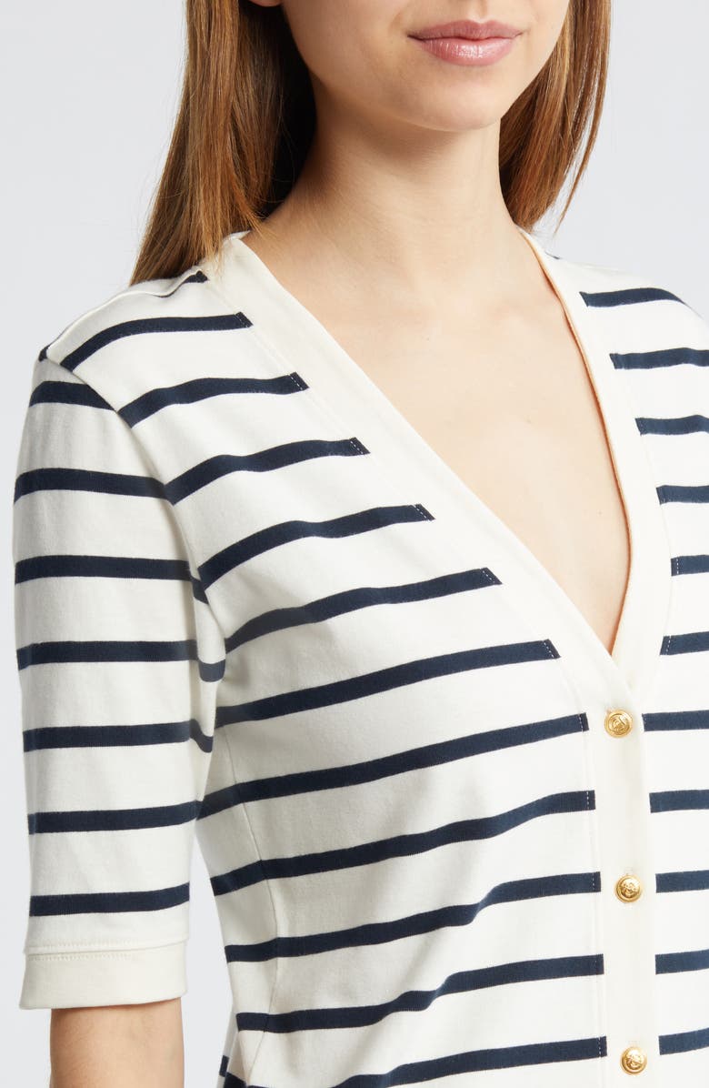 FRAME Stripe Henley Midi Dress, Alternate, color,