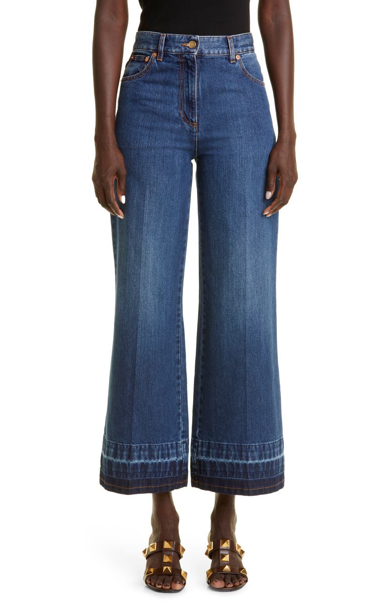 Valentino Garavani High Waist Wide Leg Nonstretch Jeans, Main, color,