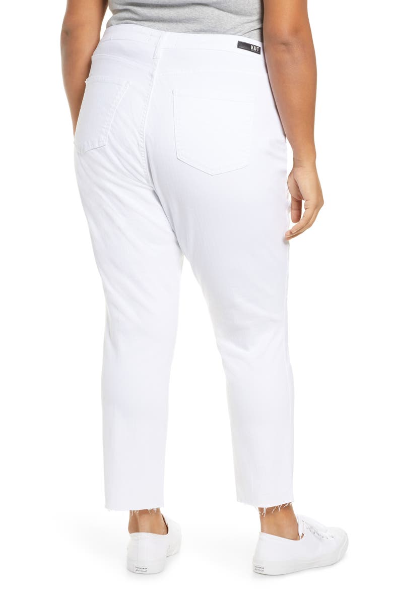 Reese High Waist Fray Hem Ankle Jeans, Alternate, color, OPTIC WHITE