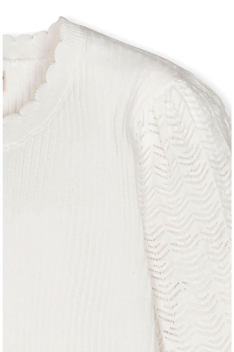 Organic Pointelle Sleeve Henley Sweater, Alternate, color, Soft White
