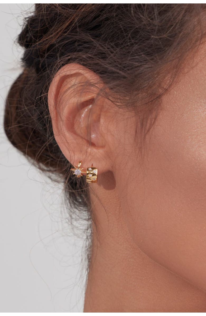 Bearfruit Jewelry 14k Gold Plated Pointed Star Huggies Minimalist Dainty Sparkle, Alternate, color, 