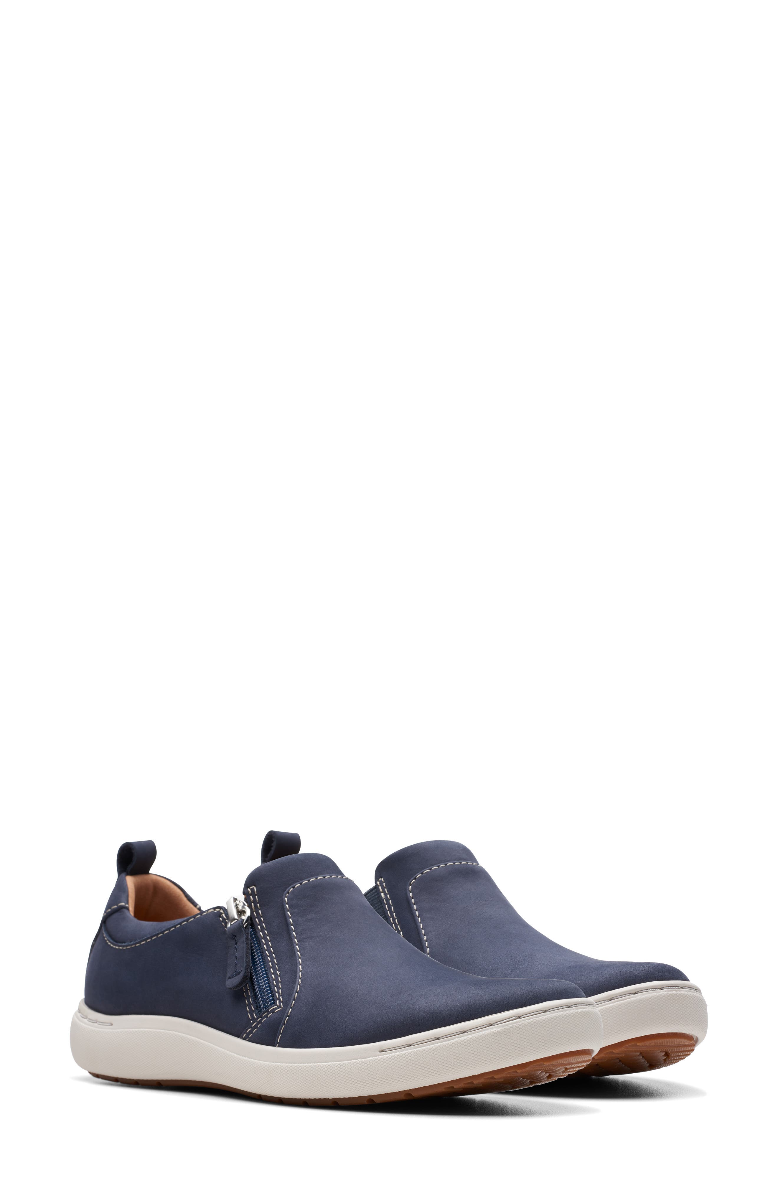 Clarks<sup>®</sup> Nalle Lilac Slip-On Sneaker, Main, color, Navy Nubuc