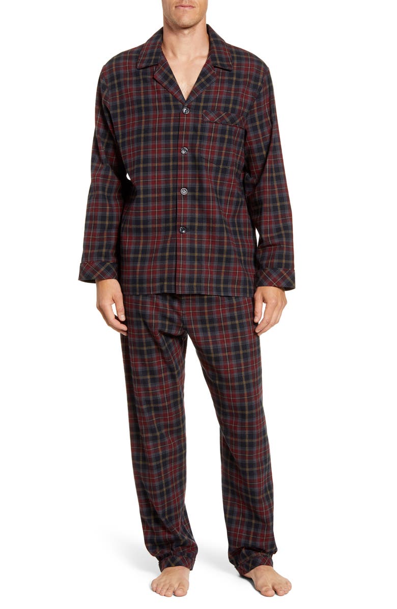 Majestic International Trimmings Plaid Cotton Flannel Pajamas, Main, color,