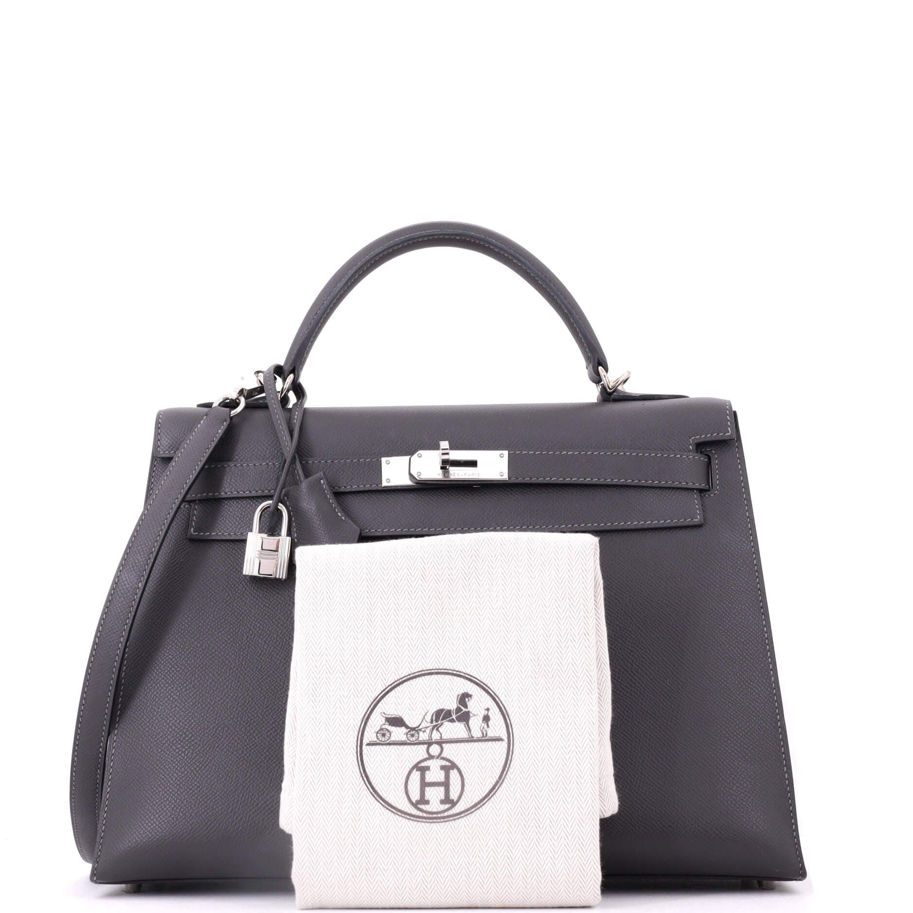 Pre-Owned Hermes Kelly Handbag Grey Epsom with Palladium Hardware 32, Alternate, color, Graphite