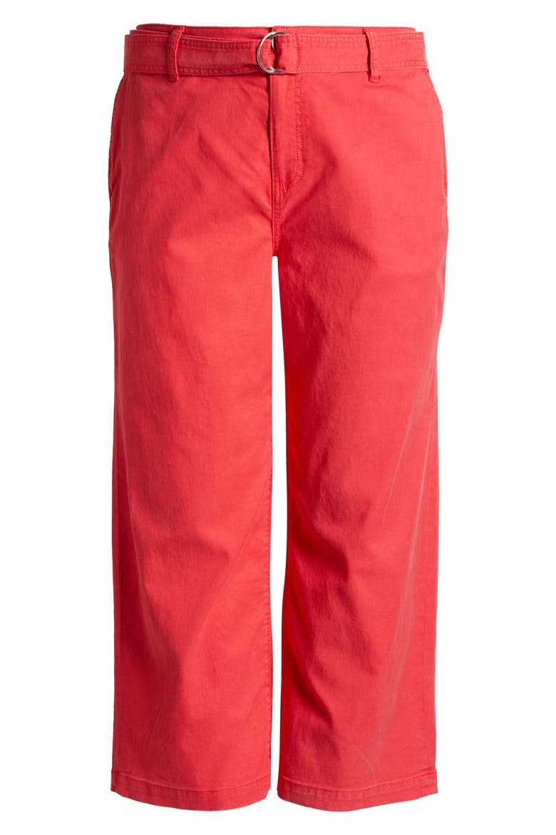 Stride Belted High Waist Crop Wide Leg Twill Pants, Alternate, color, GERANIUM