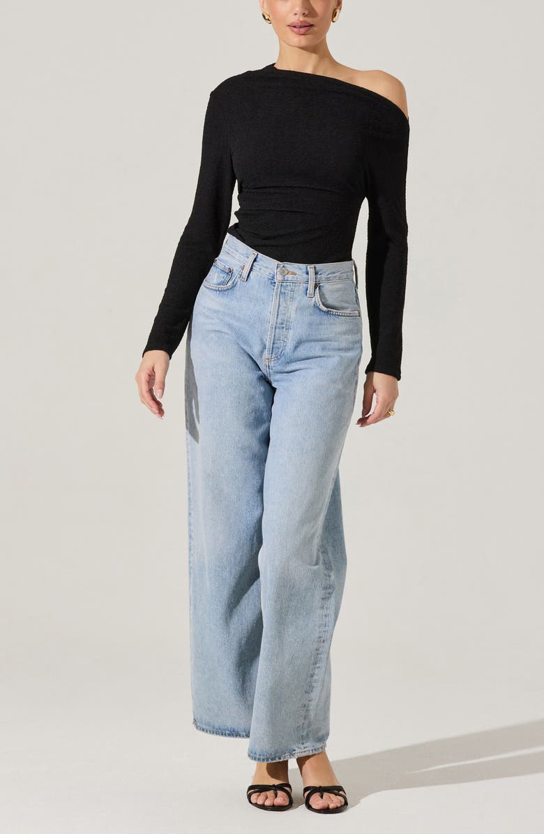 ASTR the Label One Shoulder Textured Top, Alternate, color, Black