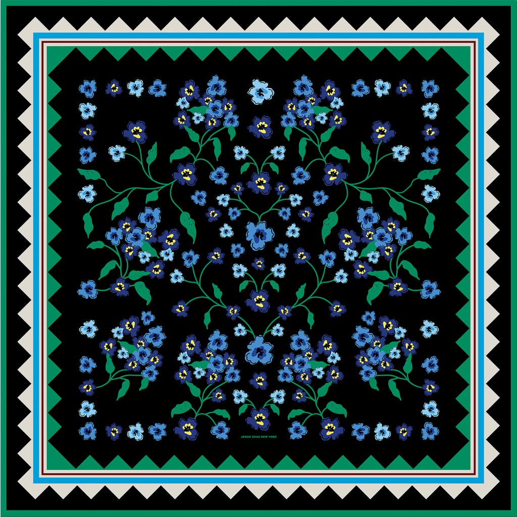 Jessie Zhao New York Garden Nocturne Double Sided Silk Scarf In Multi